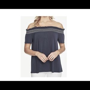 American Eagle Outfitters French Riviera Short Sleeve Off the Shoulder Top Small